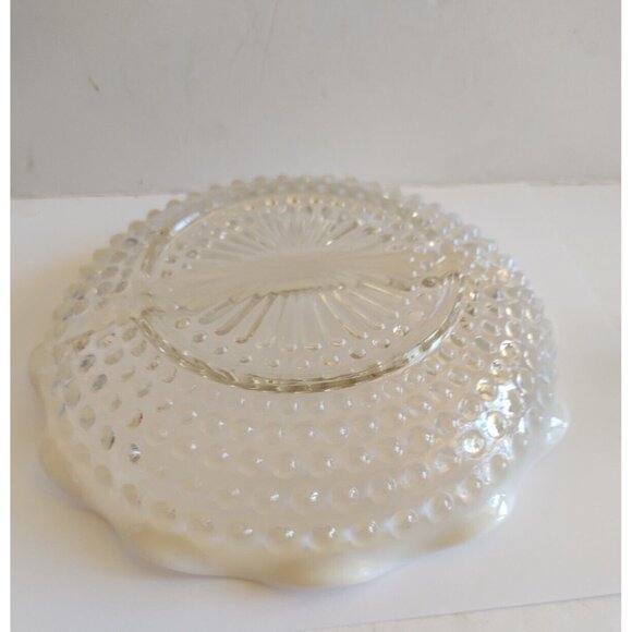 Vintage Fenton Glass Divided Hobnail Serving Dish scalloped frosted edges 7 3/4" - Picture 9 of 11